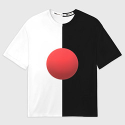 Футболка оверсайз женская Красный шар на черно-белом фоне с объемным эффекто, цвет: 3D-принт