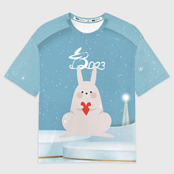 Футболка оверсайз женская Зайчонок с сердечком, цвет: 3D-принт