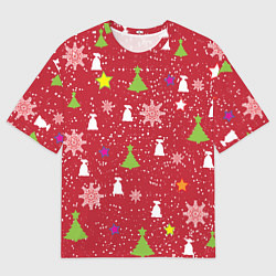 Футболка оверсайз женская Red new year, цвет: 3D-принт