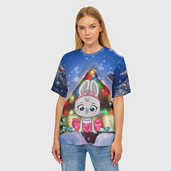 Футболка оверсайз женская Зайка на шпагате, цвет: 3D-принт — фото 2