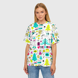 Футболка оверсайз женская Happy new year hohoho, цвет: 3D-принт — фото 2