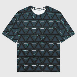 Женская футболка оверсайз Тёмно-зелёные треугольники