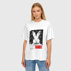 Футболка оверсайз женская Строгий кролик, цвет: 3D-принт — фото 2