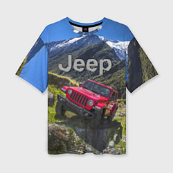 Женская футболка оверсайз Chrysler Jeep Wrangler Rubicon - горы
