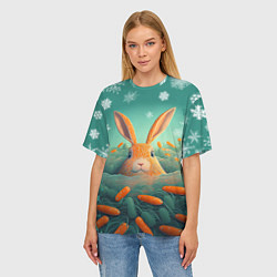 Футболка оверсайз женская Кролик в море моркови, цвет: 3D-принт — фото 2