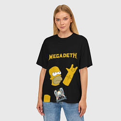 Футболка оверсайз женская Megadeth Гомер Симпсон рокер, цвет: 3D-принт — фото 2