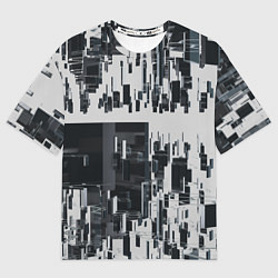 Женская футболка оверсайз Геометрическое множество объёмных чёрно-белых фигу
