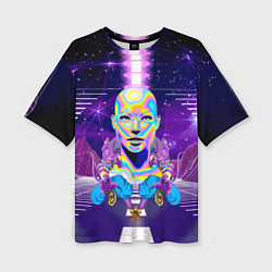 Футболка оверсайз женская Goddess with two Beerus - vaporwave, цвет: 3D-принт