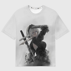 Футболка оверсайз женская YoRHa 2-gou B-gata - android, цвет: 3D-принт