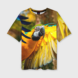 Женская футболка оверсайз Взлёт попугая