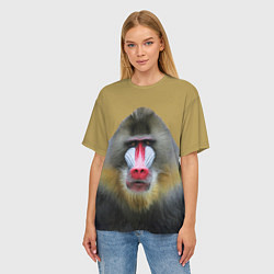 Футболка оверсайз женская Мандрил обезьяна, цвет: 3D-принт — фото 2