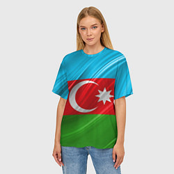 Футболка оверсайз женская Азербайджанский флаг, цвет: 3D-принт — фото 2