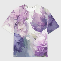 Футболка оверсайз женская Сирень и Пионы Акварель, цвет: 3D-принт