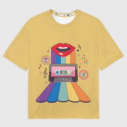 Женская футболка оверсайз Аудиокассета ретро иллюстрация