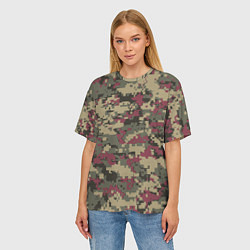 Футболка оверсайз женская Красно - зеленый камуфляж, цвет: 3D-принт — фото 2
