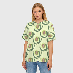 Футболка оверсайз женская Причудливый цветок с большими листьями, цвет: 3D-принт — фото 2