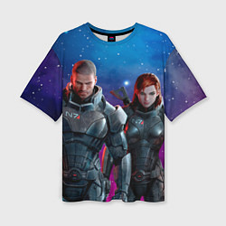 Женская футболка оверсайз Mass Effect N7 space
