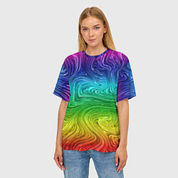 Футболка оверсайз женская Радужные разводы, цвет: 3D-принт — фото 2