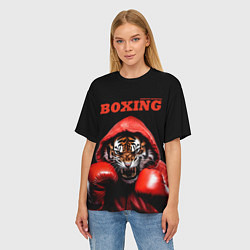 Футболка оверсайз женская Boxing tiger, цвет: 3D-принт — фото 2