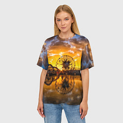 Футболка оверсайз женская Река и парк развлечений, цвет: 3D-принт — фото 2