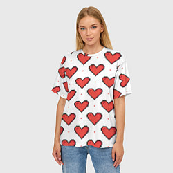 Футболка оверсайз женская Pixel heart, цвет: 3D-принт — фото 2
