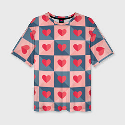 Женская футболка оверсайз Pettern hearts