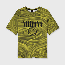 Женская футболка оверсайз Nirvana лого абстракция