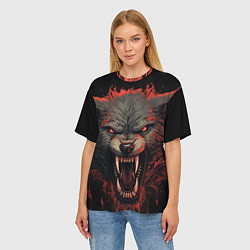 Футболка оверсайз женская Серый волк, цвет: 3D-принт — фото 2