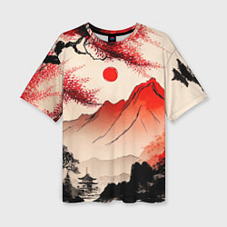 Женская футболка оверсайз Японский традиционный пейзаж