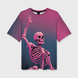 Футболка оверсайз женская Розовый скелет, цвет: 3D-принт