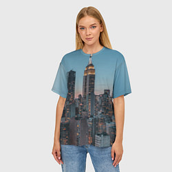 Футболка оверсайз женская Утренний город с небоскребами, цвет: 3D-принт — фото 2