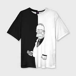 Футболка оверсайз женская Homer Simpson - black and white, цвет: 3D-принт