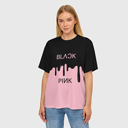 Футболка оверсайз женская Blackpink - краски, цвет: 3D-принт — фото 2
