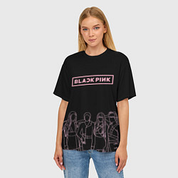 Футболка оверсайз женская Blackpink - art contour, цвет: 3D-принт — фото 2