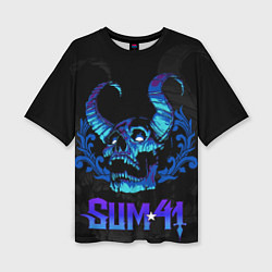 Футболка оверсайз женская Sum41 horns skull, цвет: 3D-принт