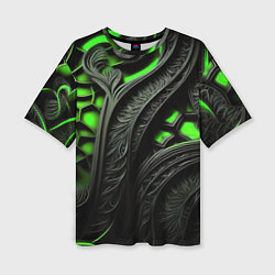 Футболка оверсайз женская Green black abstract, цвет: 3D-принт