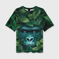Женская футболка оверсайз Горилла в кустах джунгли