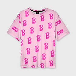 Женская футболка оверсайз Барби паттерн буква B