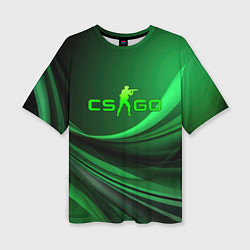 Женская футболка оверсайз CS GO green abstract