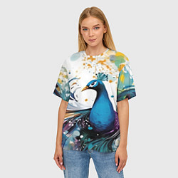 Футболка оверсайз женская Краски, павлин, цвет: 3D-принт — фото 2