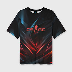 Женская футболка оверсайз CS GO dark red black