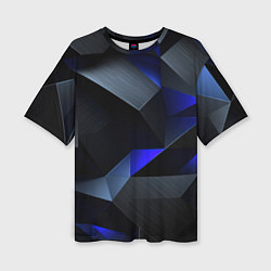 Футболка оверсайз женская Black blue abstract, цвет: 3D-принт