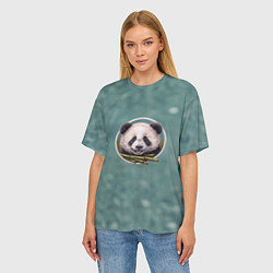 Футболка оверсайз женская Милая мордочка панды с бамбуком, цвет: 3D-принт — фото 2