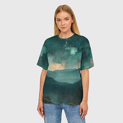 Футболка оверсайз женская Космическая ночь в горах, цвет: 3D-принт — фото 2