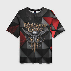 Футболка оверсайз женская Baldurs Gate 3 logo red black, цвет: 3D-принт