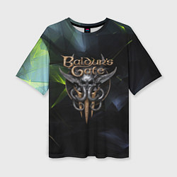 Женская футболка оверсайз Baldurs Gate 3 logo dark green