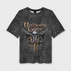 Женская футболка оверсайз Baldurs Gate 3 logo dark black