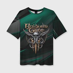 Футболка оверсайз женская Baldurs Gate 3 logo green geometry, цвет: 3D-принт