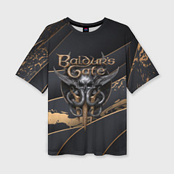Женская футболка оверсайз Baldurs Gate 3 logo dark logo