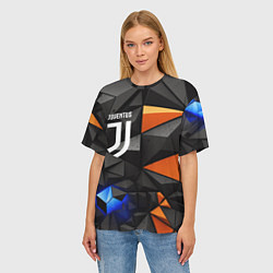 Футболка оверсайз женская Juventus orange black style, цвет: 3D-принт — фото 2